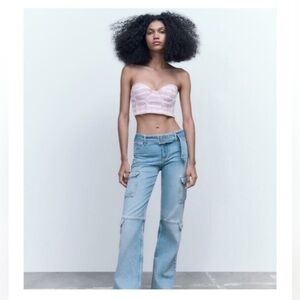 ZARA tweed purple bustier top small